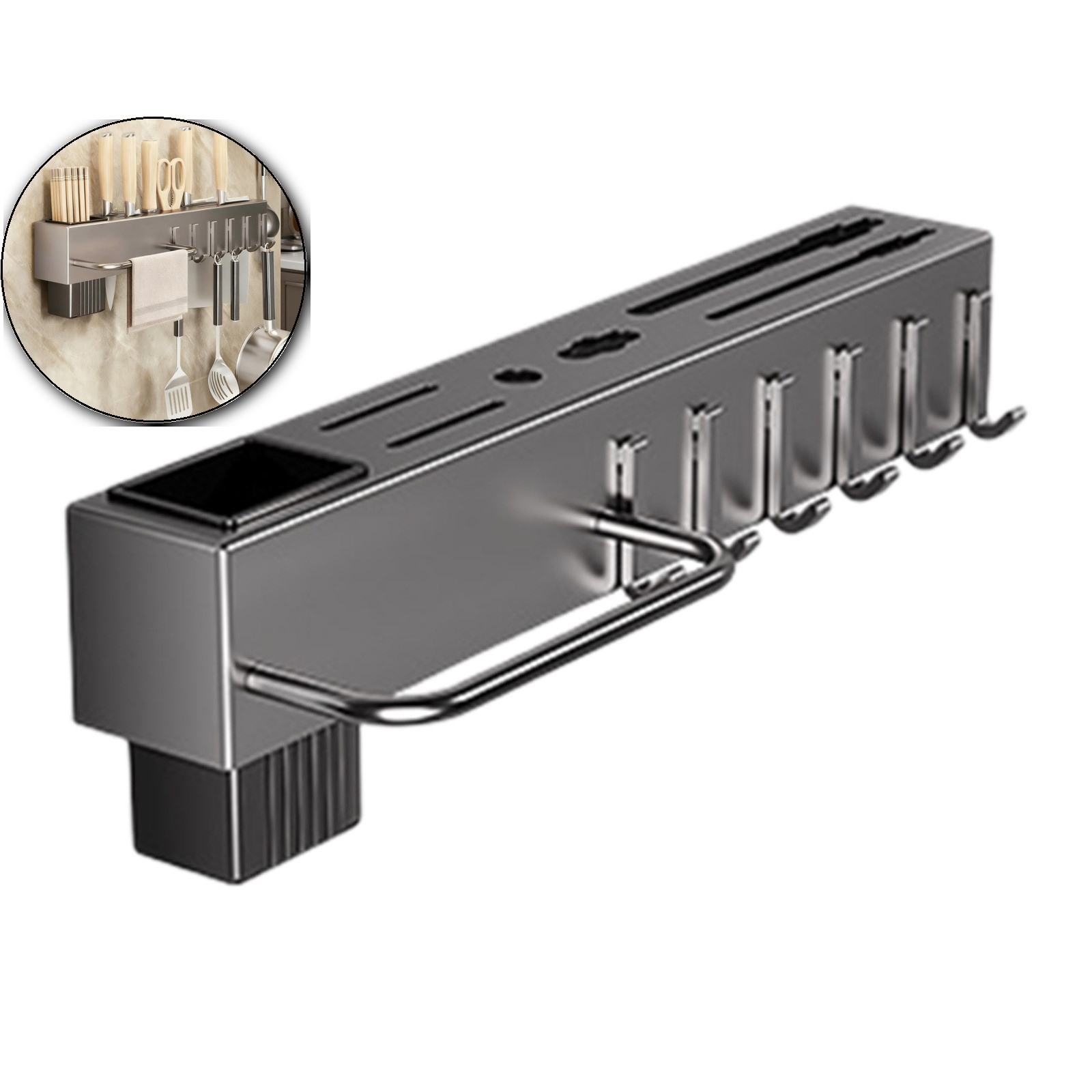 Wall Mounted Multifunctional Knife Rack with Chopstick Holder and ...