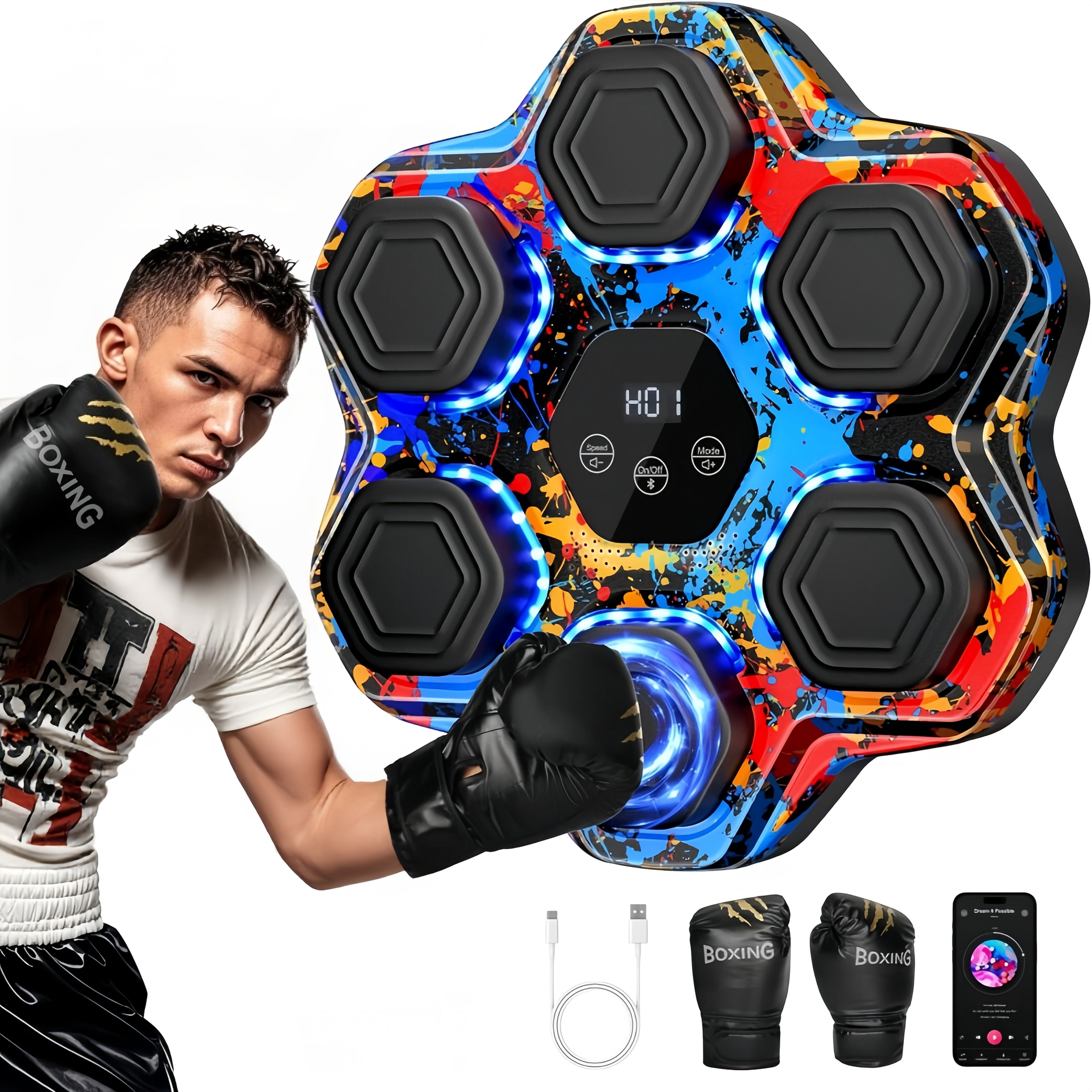 Wall-Mounted Music Boxing Machine with Free Gloves & Training System ...