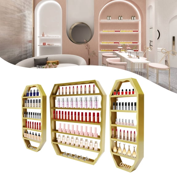Wall-Mounted Nail Polish Storage Racks, Metal Nail Polish Racks, Multi-tiers Display Rack for Use in Homes, Nail Salons, Spas, Stores