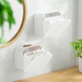 thumbnail image 1 of Wall Mounted Napkin Storage Box | 2-Compartment Bathroom Organizer | White Plastic Dispenser for Sanitary Pads & Personal Care Items, 1 of 6