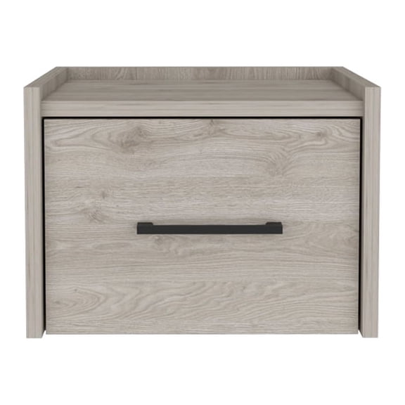 Wall Mounted Nightstand with Drawer, Light Gray Floating Bedside Table for Small Bedroom, Space Saving Floorless Nightstand