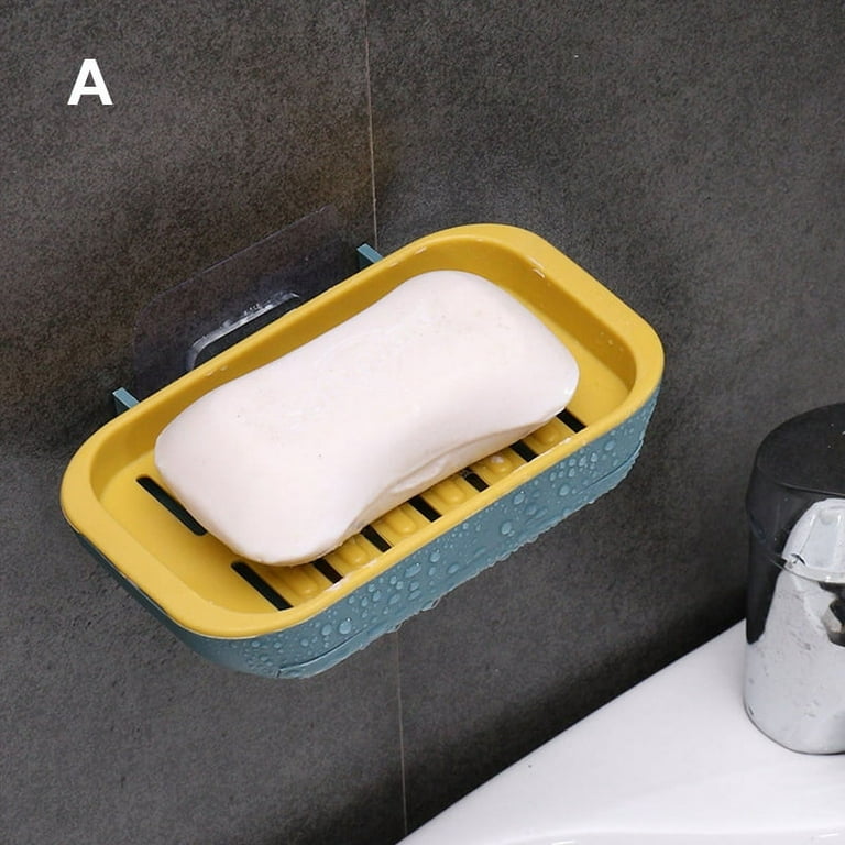 Plastic Drain Soap Box Holder Bathroom Wall-mounted Soap Dish Self-draining