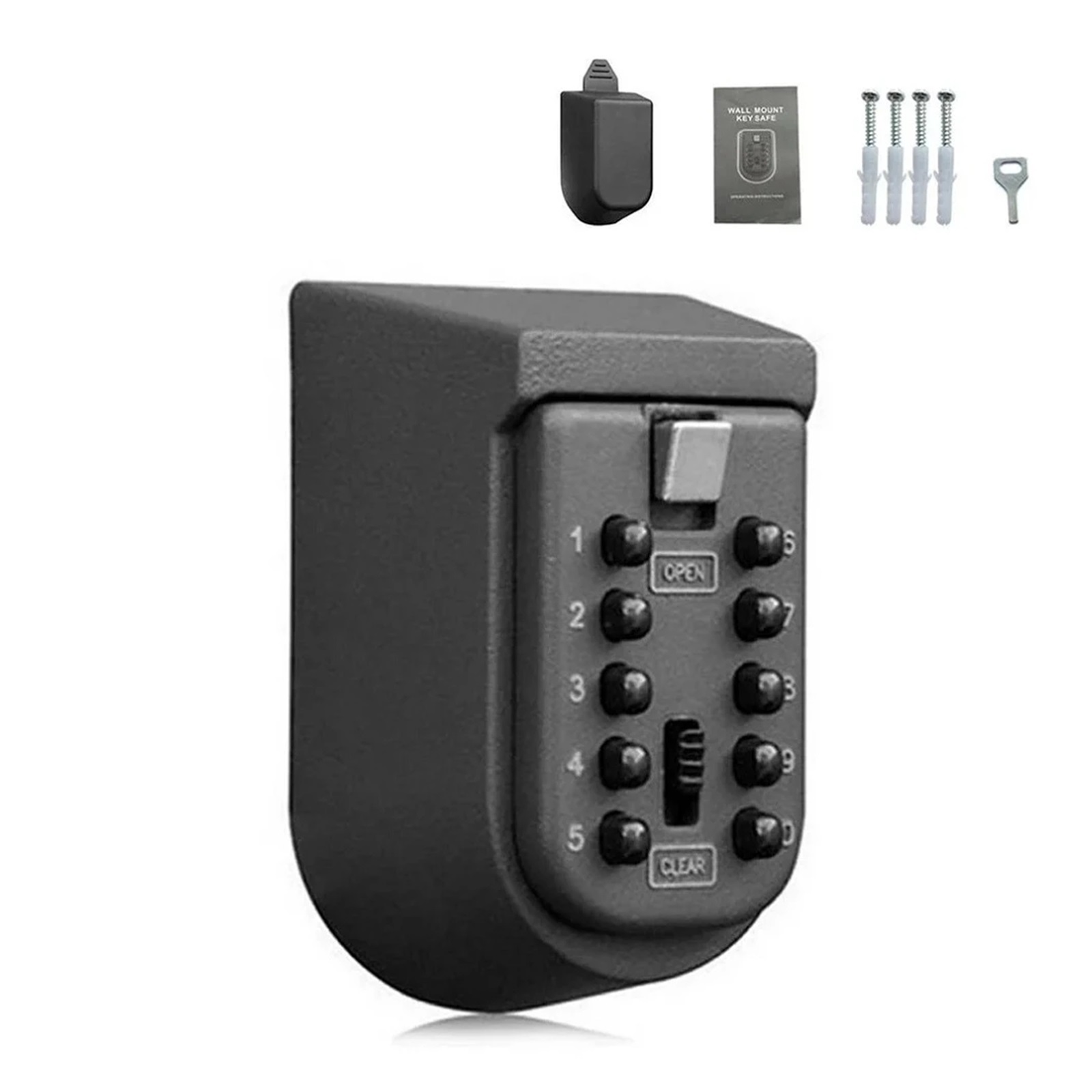 Wall Mounted Outdoor Key Storage Lock Box 10 Digit Push-Button Combination Password Key Safe Box Resettable Code Key Holder ,Upgraded Security Combination Lock