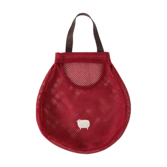 Wall Mounted Oxford Fabric Produce Bags Hanging Net Organizer Multi Functional Onion Garlic Dispenser Kitchen Veggie Fruit Holder Container Case,Red