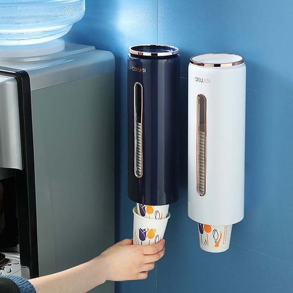 Wall Mounted Paper Cup Dispenser Shelf for Water Dispenser with Large Capacity, No-Punch Installation, Fits Various Paper and Plastic Cups