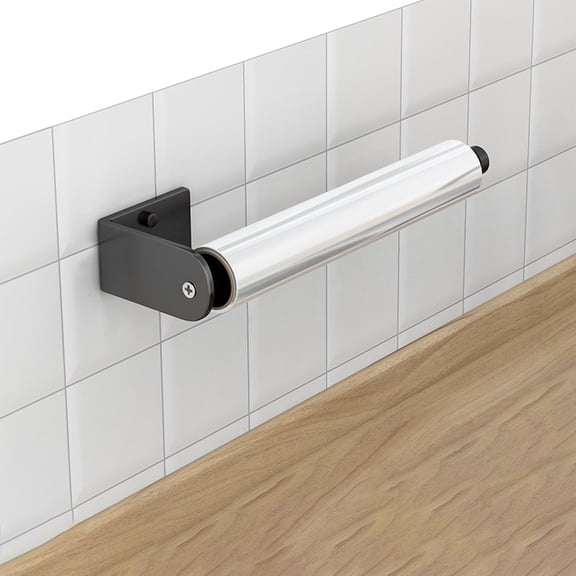 Wall Mounted Paper Towel and Cling Film Dispenser, No-Drill Adhesive Rack for Foil Wrap Rolls – Rustproof Aluminum Kitchen Organizer Fits Under Cabinet or on Smooth Tile Walls