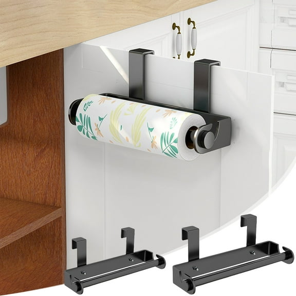 Wall Mounted Paper Towel Holder – Kitchen Cling Film Dispenser | Space Aluminum, No Drill, Multi Function Rack, Rust Resistant | Modern Style | 13x3in