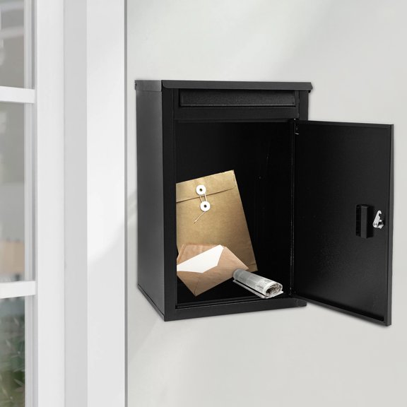 Wall-Mounted Parcel Drop Box & Mail Box with Key Lock, Weatherproof Security Mailbox for Letters Packages, Home Office Installation Included,16.5 * 13.8 * 25.4in
