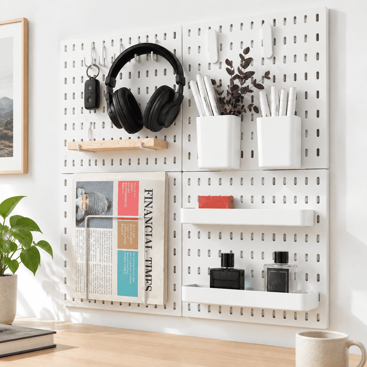 Wall Mounted Pegboard Organizer Kit, White 22x22 Inch, Craft and ...