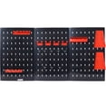 thumbnail image 1 of Wall Mounted Pegboard Organizer for Garage Workshop, 4ft Metal Tool Storage with Hooks and Racks Black, 1 of 21