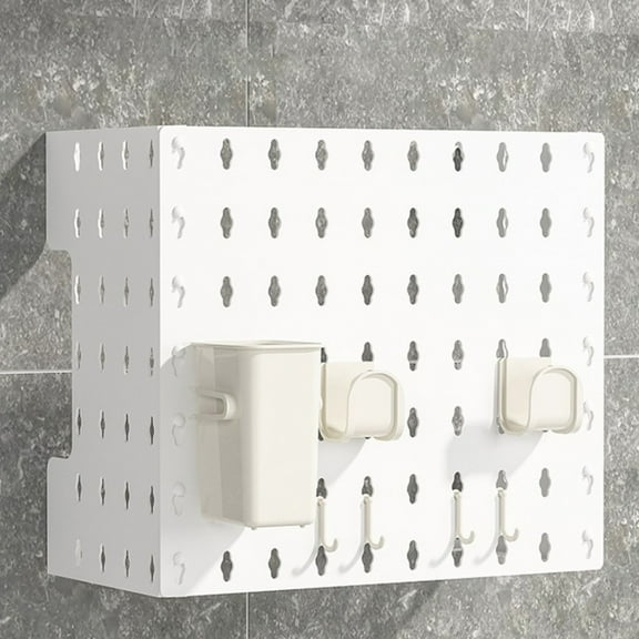 Wall Mounted Pegboard Storage Rack For Gas Water Heater Pipe Cover With Adhesive Pads