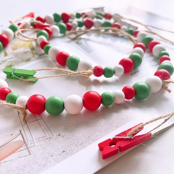 Wall Mounted Photo Display With Wooden Bead Garland, Bohemian Wall Decorative Collage Photo Frame, Suitable For Country Decoration, Home, Nursery, Dormitory Decoration