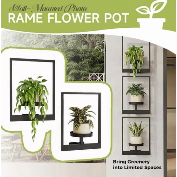 Wall-Mounted Photo Frame Flower Pot, Picture Frame Wall Plant Holder, Metal Plant Frames Wall Decor, Wall-Mounted Window Plant Wall Shelf Rack, 2pcs