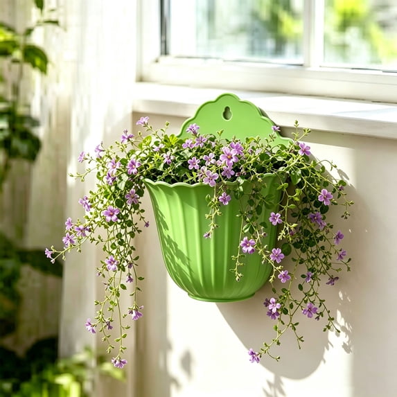 Wall Mounted Planter With Drainage Holes, Hanging Flower Pot For Indoor Outdoor Garden Balcony Fence Patio Decor, Space Saving Plant Holder For Flowers Herbs And Home Greenery
