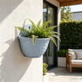 thumbnail image 1 of Wall Mounted Planter | Hanging Flower Pot for Outdoor Garden & Indoor Decor | Faux Rattan Style Plastic Planter with Drainage Holes | Semi-Circular Wall Basket for Herbs, Succulents & Hydroponics, 1 of 6