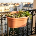 thumbnail image 1 of Wall Mounted Plastic Planter Balcony Railing Hanging Pot Fence Mount Garden Container Brick Red, 1 of 6