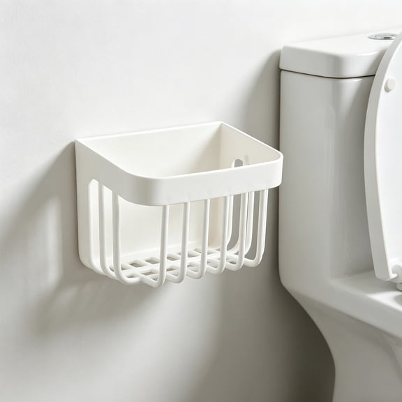 Winter Poetry Upgrade Wall Mounted Plastic Storage Basket, Hanging Organizer Bin, Ventilated Bathroom Kitchen Pantry Holder