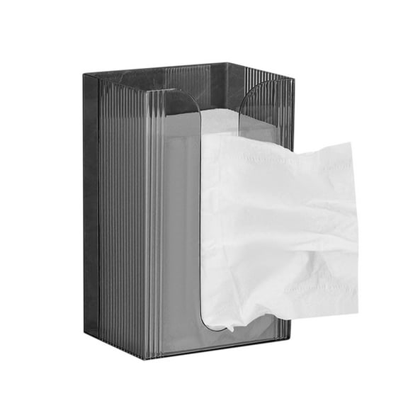 Wall-Mounted Plastic Tissue Holder - Space-Saving Bathroom/Kitchen/Office Napkin Organizer 7.5In Storage Box (Easy No-Drill Mount)