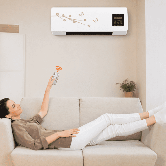 Wall Mounted Portable Heater & Cooler, 2 in 1 Heating Cooling Fan with Remote Control, Mini Wall Air Conditioner for Bedroom Home Office, White