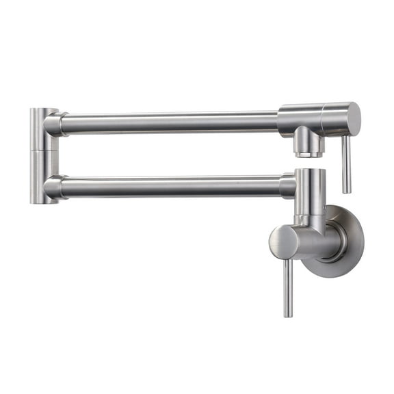 Wall Mounted Pot Filler with Double Handle in Brushed Nickel