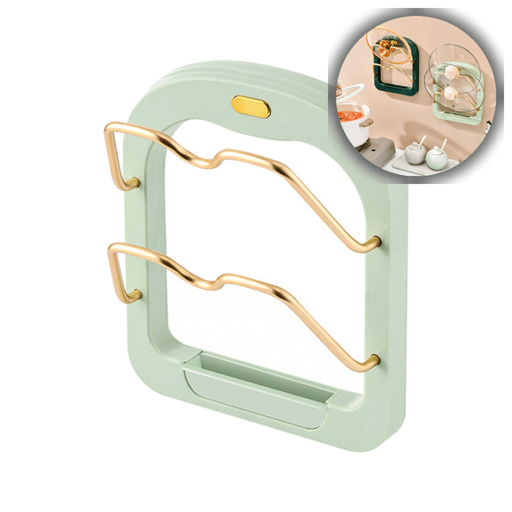 Wall Mounted Pot Lid & Cutting Board Rack – No-Drill Kitchen Organizer for Storing Kitchen Utensils, Small Tools & Supplies in Clutter-Free Space