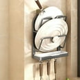 thumbnail image 1 of Wall Mounted Pot Lid Holder No Drill Cutting Board Rack Kitchen Organizer Space Saving Utensil Storage Shelf for Pans Lids and Chopping Boards with Drip Tray, 1 of 5