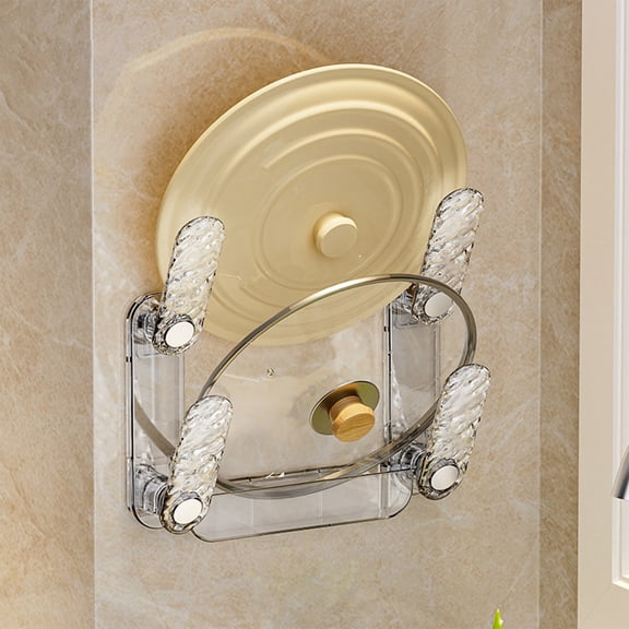 Wall Mounted Pot Lid Rack, Multi-Layer Kitchen Shelves for Plate Storage, Space Saving Drainable Organizer(Clear)