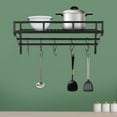 thumbnail image 1 of Wall Mounted Pot Rack 24 Inch Metal Pot Pan Storage Shelf Holder with 10 Hook for Home Kitchen Black, 1 of 21