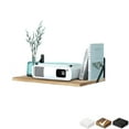 thumbnail image 1 of Wall-Mounted Projector Floating Shelves W/Triangle Rack, 16 Inch Brown Rustic Wood Storage Stand Holder for Router, Modem, DVD Player, TV Box, Game System, Audio, 12" Deep, 1 of 7
