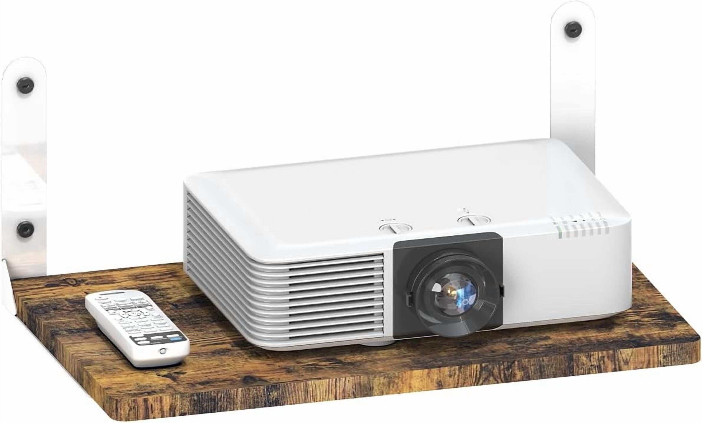 Projector Roter Wall-Mounted Projector Shelf, Wooden Media Holder Holds Up to 24 lbs ...