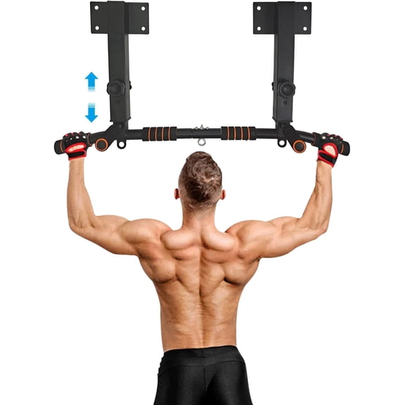 Wall Mounted Pull Up Bar and Dip Station, Heavy Duty Wall Mount Pull-up Chin Up Bar Multifunctional Gym Workout Indoor Exercise Equipment Support to 440 Lbs