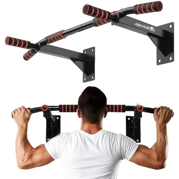Wall Mounted Pull Up Bar, Multi-Grip Chin-Up Bar for Home Gym Workout, Drill-installed, Heavy-Duty & Stable Training Bar with 440lbs Capacity, Black-Orange$$Sport & Recreation Other