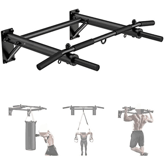 Wall Mounted Pull Up Bar, Thicken Steel Max Load 300 lbsPunch Bag and TRX Training Hook for Home Gym Upper Body Workout Chin up Bar for Garage$$Sport & Recreation Other