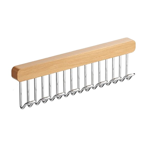 Wall Mounted Pull-Out Wooden Hanger Rack with Sliding Hooks – Space-Saving Belt, Bra & Accessory Organizer for Entryway, Bathroom, and Bedroom