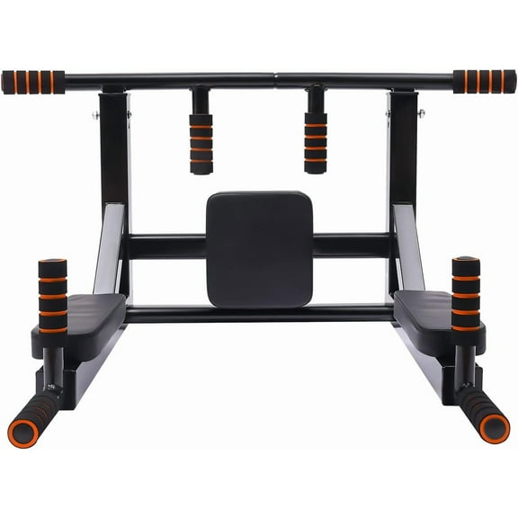 Wall Mounted Pull Up Bar, Power Tower Set Training Equipment Fitness Dip Stand Supports to 440 LBS for Home Gym Indoor Workout