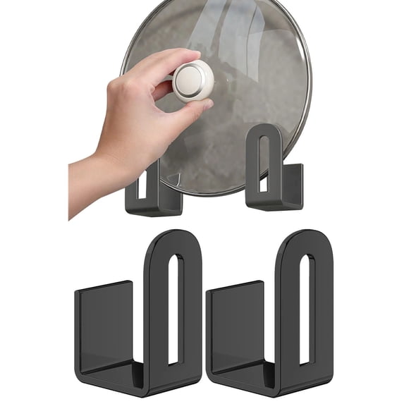 Wall Mounted Rack Basdi Wall-Mounted Cutting Board Holder with Adhesive - Hanging Rack for Pots, Lids & Utensils, No-Drill Installation for Organized Kitchen Walls, No Drill Organizer, Black