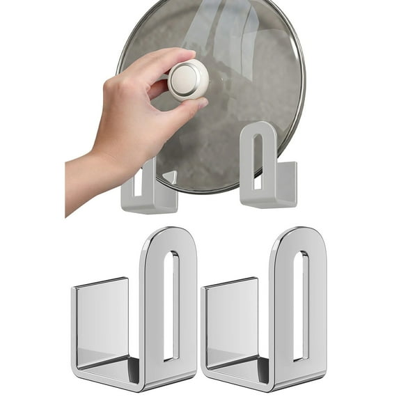 Wall Mounted Rack Basdi Wall-Mounted Cutting Board Holder with Adhesive - Hanging Rack for Pots, Lids & Utensils, No-Drill Installation for Organized Kitchen Walls, No Drill Organizer, White