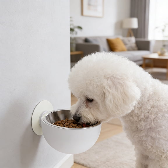 Wall Mounted Raised Pet Feeder Elevated Food and Water Dispenser for Dogs and Cats Indoor Outdoor Use
