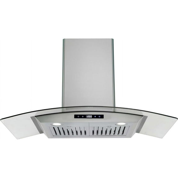 Wall Mounted Range Hood 30", 3 Speed Fan, Kitchen Vent Hood Extractor, Soft Touch Controls, Tempered Glass, Ducted/Ductless Converter Duct, LED Lights, Stainless Steel Permanent Filter, 400 CFM