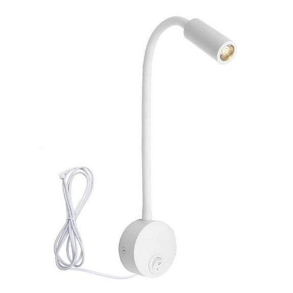 Wall-Mounted Reading Lamp Wall Hose Bedside Switch Control Minimalist Style Lamp(White US Plug)
