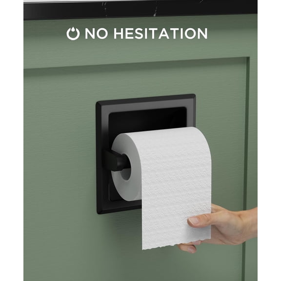 Wall-Mounted Recessed Toilet Paper Holder, Durable Stainless Steel Tissue Roll Holder Insert for Bathroom, Space-Saving Matte Black Toilet Dispenser