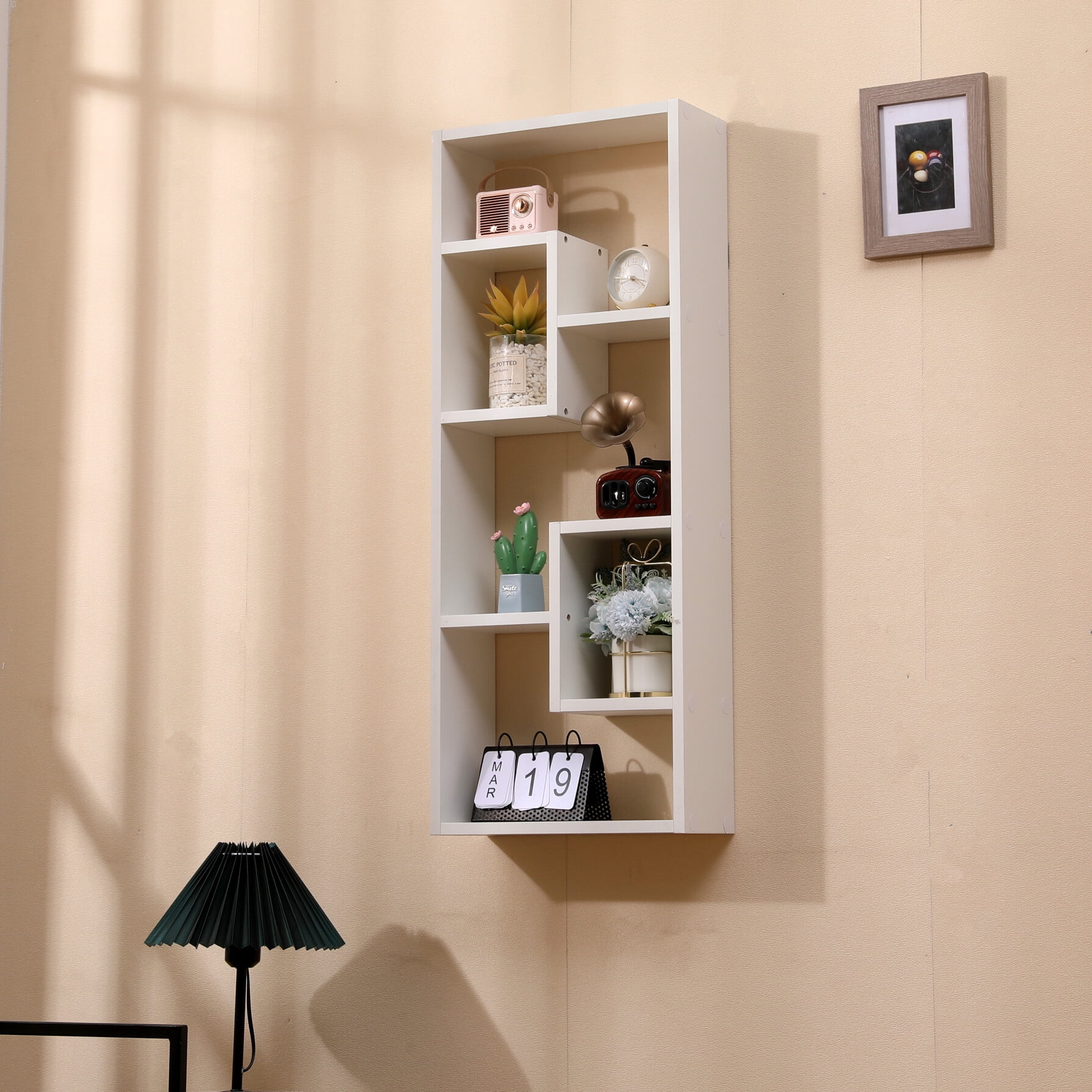 Wall Mounted Rectangular Storage Shelf, Freestanding Wood Open Bookcase ...