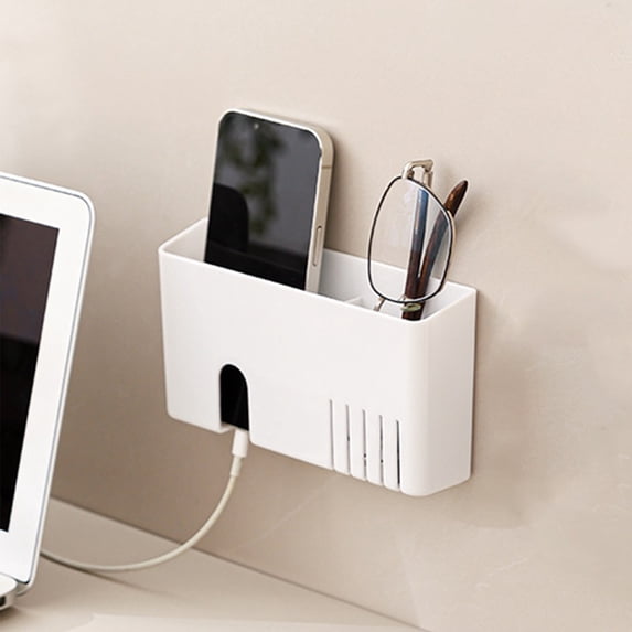 Wall Mounted Remote Control Holder | Clear Acrylic Storage Box with Slant Opening | Bedside Phone Charging Organizer | Space Saving Bathroom & Kitchen Hanging Rack | 1-Pack