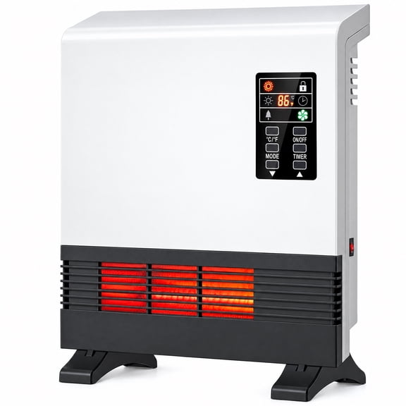 Airo Comfort Wall Mounted Room Electric Heater with Standing Base, Energy Saving, Timer, 3 Modes, White