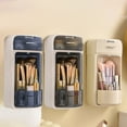thumbnail image 1 of Wall-Mounted Rotating Makeup Brush Organizer with 4 Compartments and Drawer, No-Drill Plastic Storage for Vanity Brushes and Accessories, 1 of 9