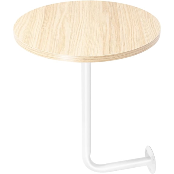 Wall-Mounted Round Bar Table, L-Shaped Iron Base Cocktail Table for Pub, Bistro, Kitchen, Modern Floating Drink Table, Small Metal Side Table for Home, Living Room, Office (Burlywood, 13.78*17.72in)