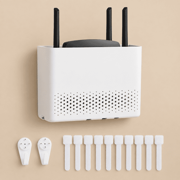 Wall Mounted Router Storage Box, Wi-Fi Router Box Hider with Ventilation Holes, Cable Management Box for Router, Modem, Power Strip
