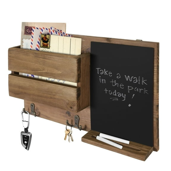 Wall Mounted Rustic Wood Entryway Mail Organizer Storage Holder