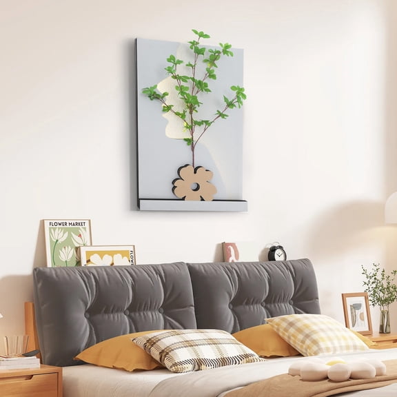 Wall-Mounted Sandstone Decor, Wall Art Painting, Wall Art Decor with Simulated Plant