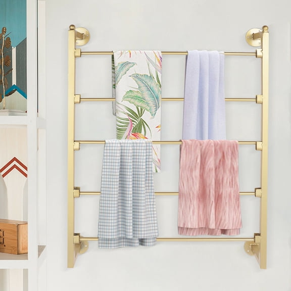 5-Tier Wall Mount Scarf Holder Tie & Belt Rack Durable Metal Bathroom Towel Bar